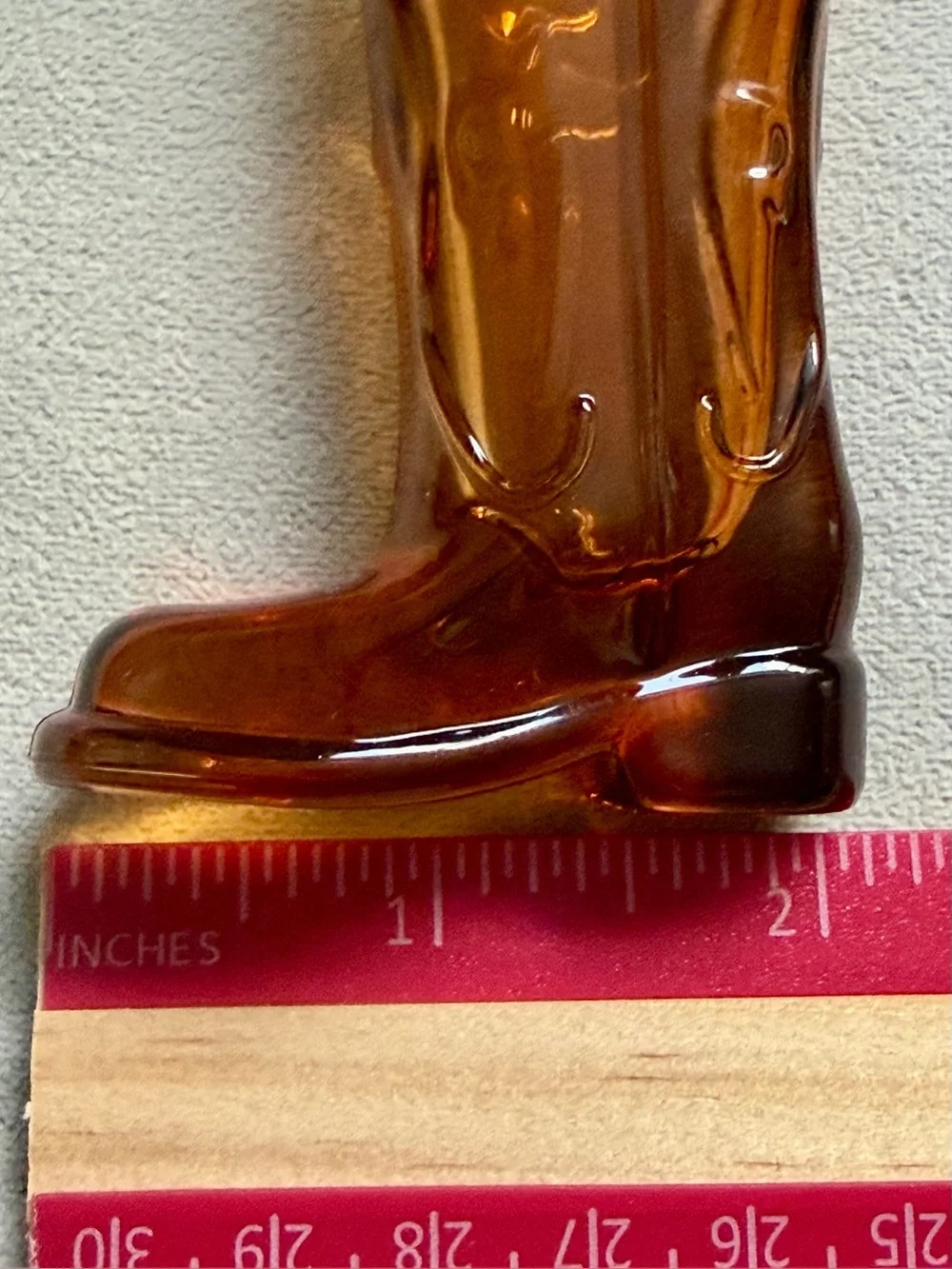 Vintage Amber Glass Cowboy Boot Shaped Shot Glass Toothpick Holder Western